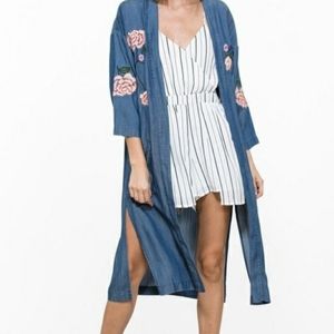 Denim Long Duster Kimoni by En Creme Sz Small